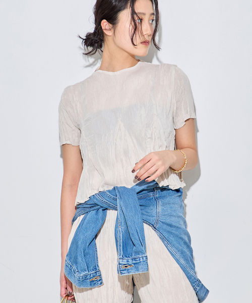 Gongdid Design(ゴンディッドデザイン)の「【Gongdid Design】 Carry Over_Wavy_Crop Top:トップス(Tシャツ/カットソー・レディース・アイボリー/ブラック/ライトグレー・FREE)」の16枚目の写真