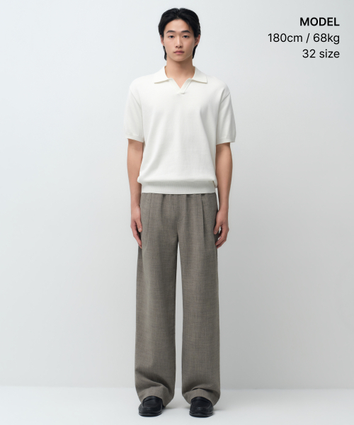 MUSINSA STANDARD（ムシンサスタンダード）の「クリンクルリネンライクワイドバンディングパンツ[トープ]（その他パンツ・メンズ・その他・30/26/28/40/38/42/36/34/32）」の2枚目の写真