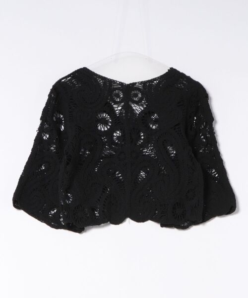 Sawa a la mode(サワアラモード)の「クロシェ透かし編みショートボレロ(カーディガン/ボレロ・レディース・アイボリー/ブラック・FREE)」の3枚目の写真