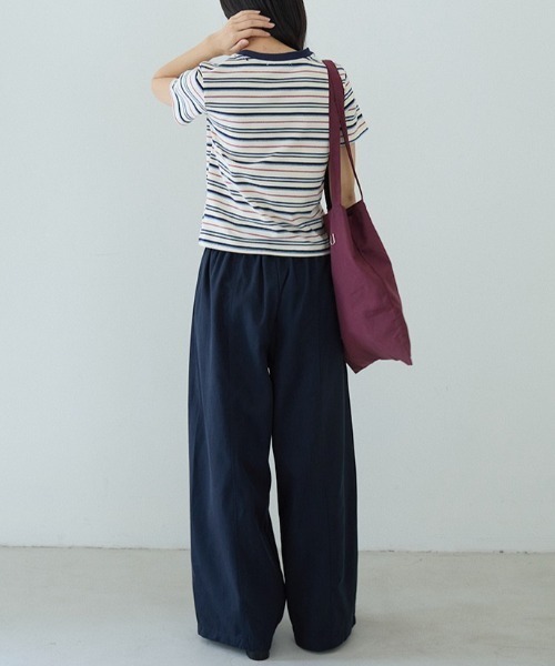 CHUN CHUN NOTES（チュンチュンノーツ）の「26SS/綿混 配色ボーダー半袖カットソー（Tシャツ/カットソー・レディース・アイボリー/ブルー・F）」の5枚目の写真