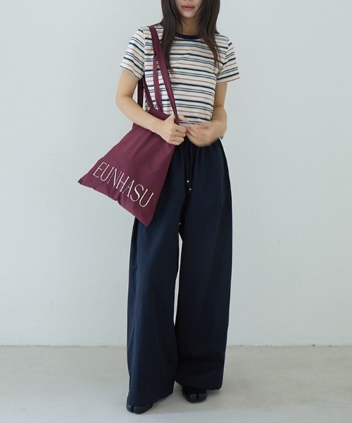 CHUN CHUN NOTES（チュンチュンノーツ）の「26SS/綿混 配色ボーダー半袖カットソー（Tシャツ/カットソー・レディース・アイボリー/ブルー・F）」の8枚目の写真