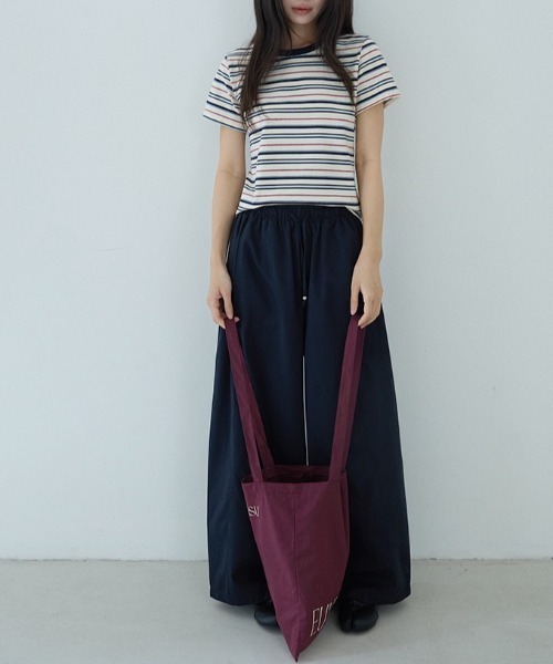 CHUN CHUN NOTES（チュンチュンノーツ）の「26SS/綿混 配色ボーダー半袖カットソー（Tシャツ/カットソー・レディース・アイボリー/ブルー・F）」の9枚目の写真