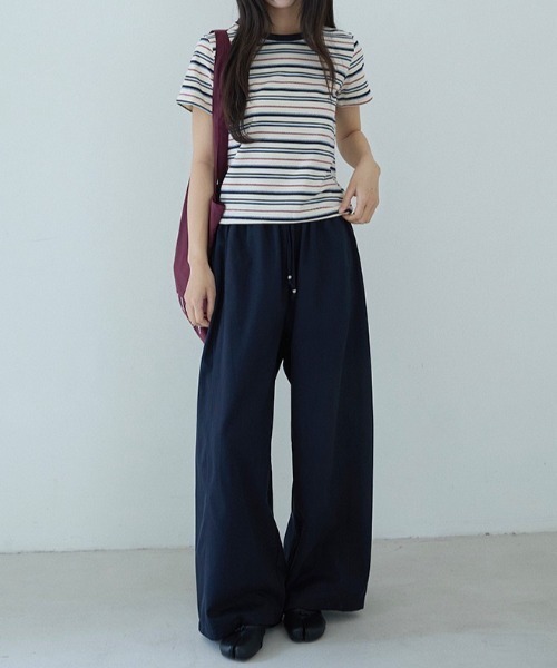 CHUN CHUN NOTES（チュンチュンノーツ）の「26SS/綿混 配色ボーダー半袖カットソー（Tシャツ/カットソー・レディース・アイボリー/ブルー・F）」の10枚目の写真