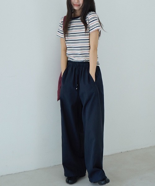 CHUN CHUN NOTES（チュンチュンノーツ）の「26SS/綿混 配色ボーダー半袖カットソー（Tシャツ/カットソー・レディース・アイボリー/ブルー・F）」の12枚目の写真