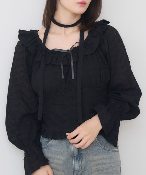 ems excite(エムズエキサイト)の「2wayレースブラウス(シャツ/ブラウス・レディース・ブラック/オフホワイト/ブルー・FREE)」の3枚目の写真