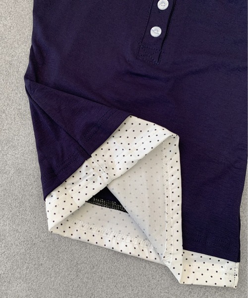 SHEPP（シープ）の「レイヤード風フロントボタン半袖カットソー（Tシャツ/カットソー・レディース・イエロー/ネイビー/グレー・S/M）」の8枚目の写真
