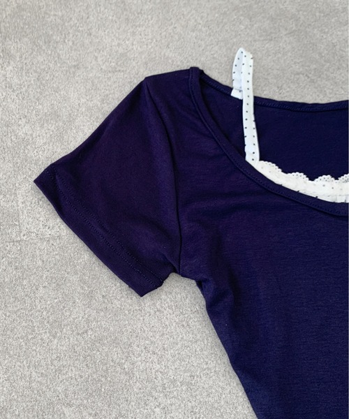 SHEPP（シープ）の「レイヤード風フロントボタン半袖カットソー（Tシャツ/カットソー・レディース・イエロー/ネイビー/グレー・S/M）」の11枚目の写真