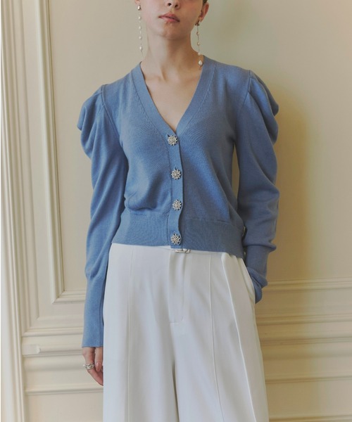 ORGUE(オルグ)の「Bijou button cardigan/ビジューボタンカーディガン(カーディガン/ボレロ・レディース・ブラック/アイボリー/ブルー/グレー・FREE)」の15枚目の写真