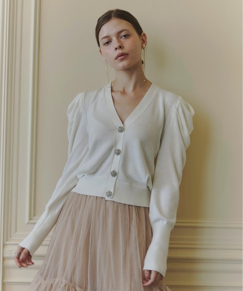 ORGUE(オルグ)の「Bijou button cardigan/ビジューボタンカーディガン(カーディガン/ボレロ・レディース・ブラック/アイボリー/ブルー/グレー・FREE)」の17枚目の写真
