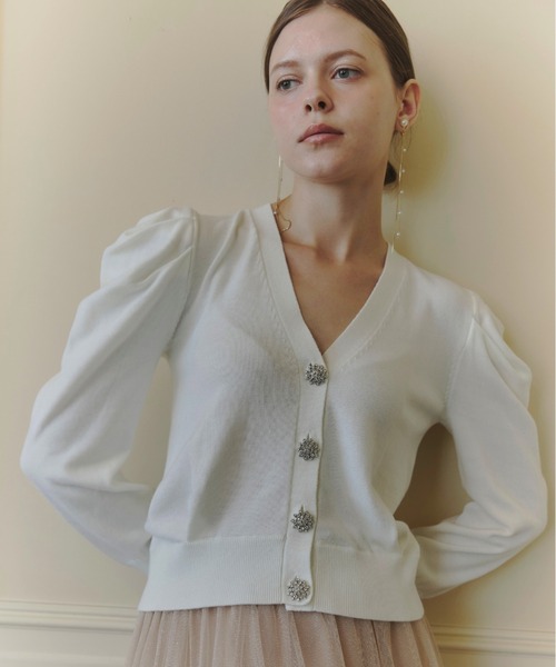 ORGUE(オルグ)の「Bijou button cardigan/ビジューボタンカーディガン(カーディガン/ボレロ・レディース・ブラック/アイボリー/ブルー/グレー・FREE)」の22枚目の写真