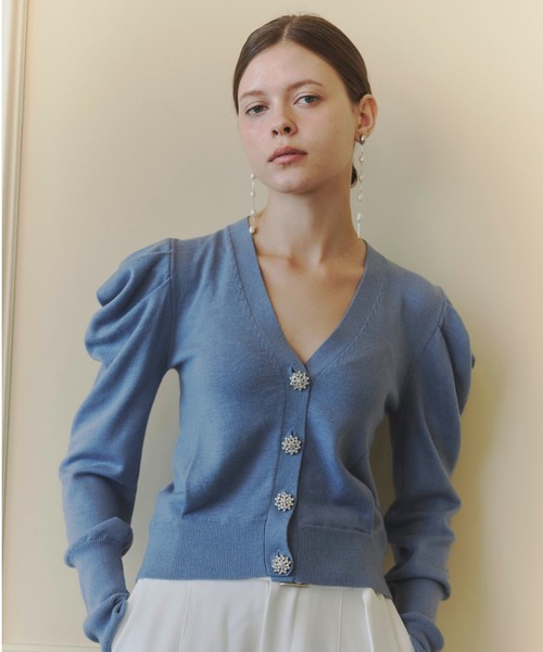 ORGUE(オルグ)の「Bijou button cardigan/ビジューボタンカーディガン(カーディガン/ボレロ・レディース・ブラック/アイボリー/ブルー/グレー・FREE)」の11枚目の写真
