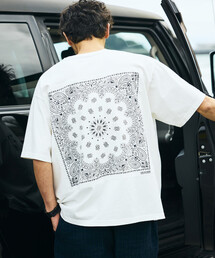 HAV-A-HANK（ハバハンク ）の「HAV-A-HANK/ハバハンク HAV-A-HANK×FREAK'S STORE/ハバハンク 別注 バックプリント バンダナデザイン ピグメント クルーネックTシャツ（Tシャツ/カットソー）」