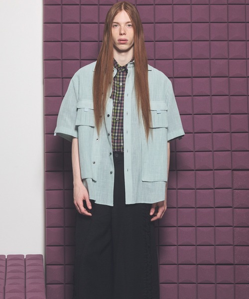 MAISON SPECIAL(メゾンスペシャル)の「《UNISEX》Layering Prime-Over Short Sleeve Work Shirt/レイヤリングプライムオーバーショートスリーブワークシャツ【MAISON SPECIAL/メゾンスペシャル】(シャツ/ブラウス・メンズ・ブラック/ライトブルー/パープル/ホワイト・0/1/2)」の6枚目の写真