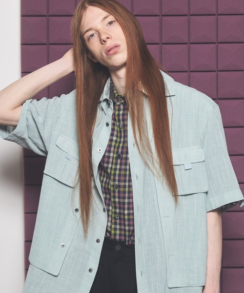 MAISON SPECIAL(メゾンスペシャル)の「《UNISEX》Layering Prime-Over Short Sleeve Work Shirt/レイヤリングプライムオーバーショートスリーブワークシャツ【MAISON SPECIAL/メゾンスペシャル】(シャツ/ブラウス・メンズ・ブラック/ライトブルー/パープル/ホワイト・0/1/2)」の9枚目の写真