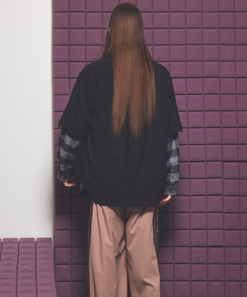 MAISON SPECIAL(メゾンスペシャル)の「《UNISEX》Layering Prime-Over Short Sleeve Work Shirt/レイヤリングプライムオーバーショートスリーブワークシャツ【MAISON SPECIAL/メゾンスペシャル】(シャツ/ブラウス・メンズ・ブラック/ライトブルー/パープル/ホワイト・0/1/2)」の5枚目の写真