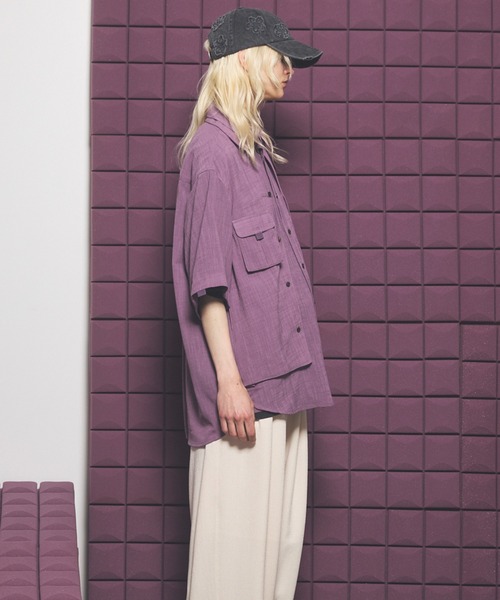 MAISON SPECIAL(メゾンスペシャル)の「《UNISEX》Layering Prime-Over Short Sleeve Work Shirt/レイヤリングプライムオーバーショートスリーブワークシャツ【MAISON SPECIAL/メゾンスペシャル】(シャツ/ブラウス・メンズ・ブラック/ライトブルー/パープル/ホワイト・0/1/2)」の11枚目の写真