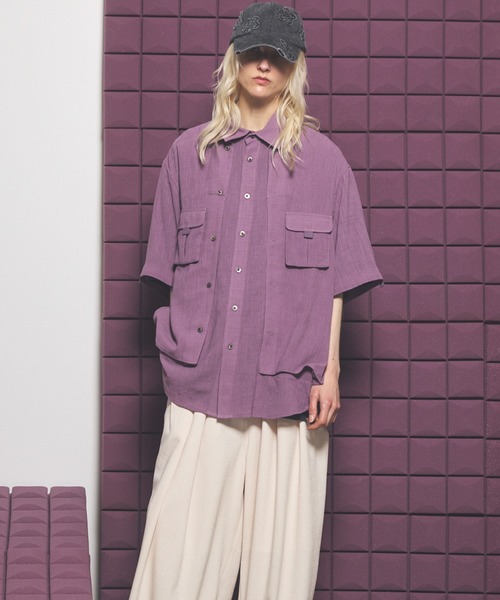 MAISON SPECIAL(メゾンスペシャル)の「《UNISEX》Layering Prime-Over Short Sleeve Work Shirt/レイヤリングプライムオーバーショートスリーブワークシャツ【MAISON SPECIAL/メゾンスペシャル】(シャツ/ブラウス・メンズ・ブラック/ライトブルー/パープル/ホワイト・0/1/2)」の10枚目の写真
