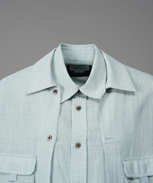 MAISON SPECIAL(メゾンスペシャル)の「《UNISEX》Layering Prime-Over Short Sleeve Work Shirt/レイヤリングプライムオーバーショートスリーブワークシャツ【MAISON SPECIAL/メゾンスペシャル】(シャツ/ブラウス・メンズ・ブラック/ライトブルー/パープル/ホワイト・0/1/2)」の18枚目の写真