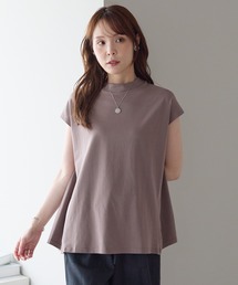 体型カバー 裾フレア フレンチスリーブTシャツ|きれい見えカットソー