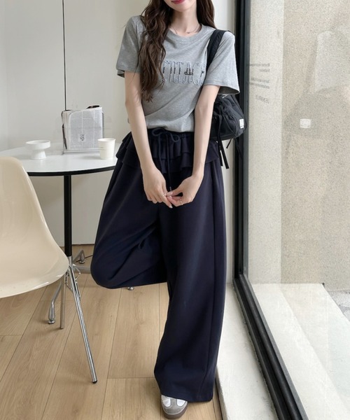 Ada.(エイダ)の「フロント 刺繍 フレンチスリーブ シンプル Tシャツ(Tシャツ/カットソー・レディース・ホワイト/ライトグレー/イエロー/ブルー/ブラック・FREE)」の13枚目の写真