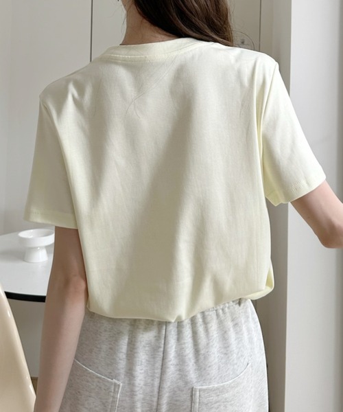 Ada.(エイダ)の「フロント 刺繍 フレンチスリーブ シンプル Tシャツ(Tシャツ/カットソー・レディース・ホワイト/ライトグレー/イエロー/ブルー/ブラック・FREE)」の16枚目の写真