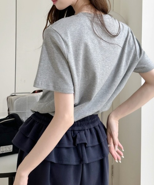 Ada.(エイダ)の「フロント 刺繍 フレンチスリーブ シンプル Tシャツ(Tシャツ/カットソー・レディース・ホワイト/ライトグレー/イエロー/ブルー/ブラック・FREE)」の10枚目の写真