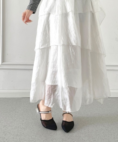 Shoes in Closet(シューズインクローゼット)の「クリアゴールドヒール チュール パールストラップ ミュール パンプス 492(パンプス・レディース・ブラック/ホワイト/アイボリー・L/M/S/LL)」の20枚目の写真
