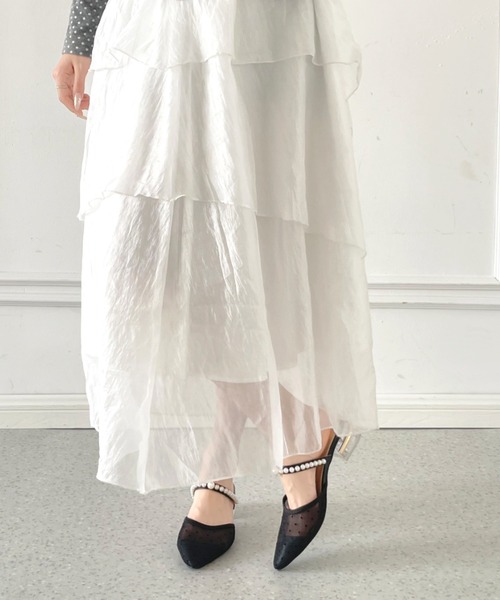 Shoes in Closet(シューズインクローゼット)の「クリアゴールドヒール チュール パールストラップ ミュール パンプス 492(パンプス・レディース・ブラック/ホワイト/アイボリー・L/M/S/LL)」の21枚目の写真