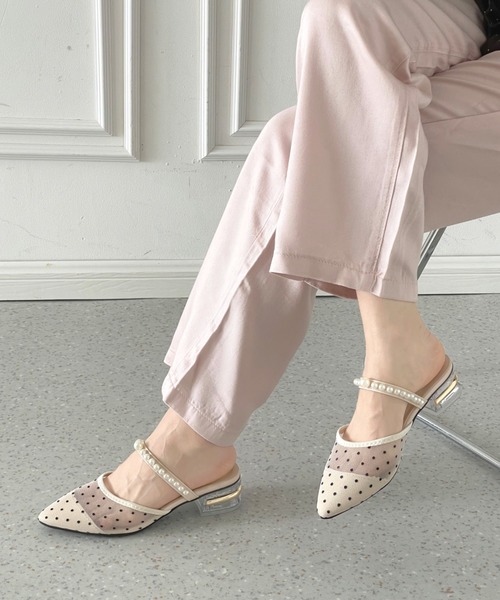 Shoes in Closet(シューズインクローゼット)の「クリアゴールドヒール チュール パールストラップ ミュール パンプス 492(パンプス・レディース・ブラック/ホワイト/アイボリー・L/M/S/LL)」の16枚目の写真