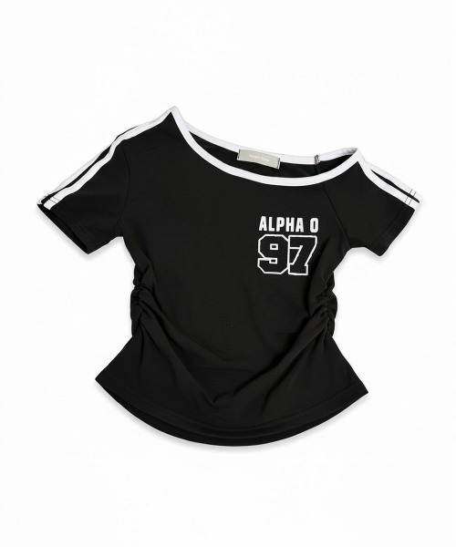 VIVID LADY(ビビッドレディー)の「ワンショルダー スリーブライン 半袖Tシャツ(Tシャツ/カットソー・レディース・ブラック/ワイン/ホワイト/ネイビー・FREE)」の6枚目の写真