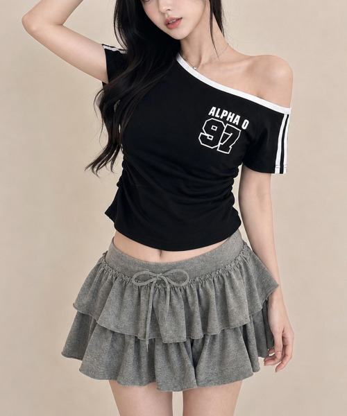 VIVID LADY(ビビッドレディー)の「ワンショルダー スリーブライン 半袖Tシャツ(Tシャツ/カットソー・レディース・ブラック/ワイン/ホワイト/ネイビー・FREE)」の22枚目の写真