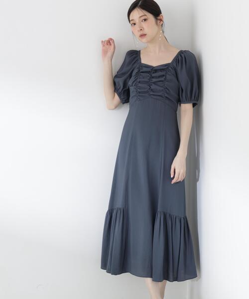 PROPORTION BODY DRESSING（プロポーションボディドレッシング）の「フロントギャザーパフスリーブワンピース / 1216140510（ワンピース・レディース・レッド/ダークグレー・MEDIUM/P/S/SMALL）」の2枚目の写真