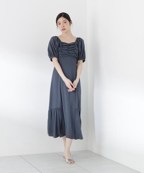 PROPORTION BODY DRESSING（プロポーションボディドレッシング）の「フロントギャザーパフスリーブワンピース / 1216140510（ワンピース・レディース・レッド/ダークグレー・MEDIUM/P/S/SMALL）」の7枚目の写真