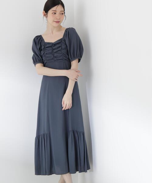 PROPORTION BODY DRESSING（プロポーションボディドレッシング）の「フロントギャザーパフスリーブワンピース / 1216140510（ワンピース・レディース・レッド/ダークグレー・MEDIUM/P/S/SMALL）」の8枚目の写真
