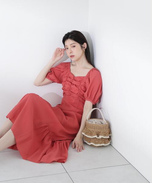 PROPORTION BODY DRESSING（プロポーションボディドレッシング）の「フロントギャザーパフスリーブワンピース / 1216140510（ワンピース・レディース・レッド/ダークグレー・MEDIUM/P/S/SMALL）」の20枚目の写真