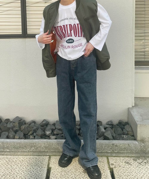 ISOOK(アイスー)の「BUBBLPOINTプリントTシャツ(kiharu select) / ロンT ロゴTシャツ 長袖 古着風 ヴィンテージライク(Tシャツ/カットソー・レディース・ホワイト/グレー・FREE)」の3枚目の写真