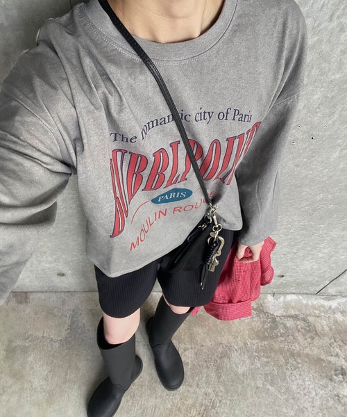 ISOOK(アイスー)の「BUBBLPOINTプリントTシャツ(kiharu select) / ロンT ロゴTシャツ 長袖 古着風 ヴィンテージライク(Tシャツ/カットソー・レディース・ホワイト/グレー・FREE)」の5枚目の写真