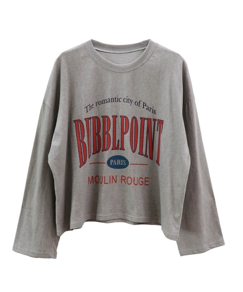 ISOOK(アイスー)の「BUBBLPOINTプリントTシャツ(kiharu select) / ロンT ロゴTシャツ 長袖 古着風 ヴィンテージライク(Tシャツ/カットソー・レディース・ホワイト/グレー・FREE)」の8枚目の写真