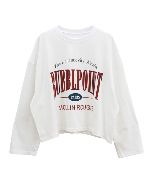 ISOOK(アイスー)の「BUBBLPOINTプリントTシャツ(kiharu select) / ロンT ロゴTシャツ 長袖 古着風 ヴィンテージライク(Tシャツ/カットソー・レディース・ホワイト/グレー・FREE)」の9枚目の写真