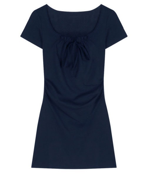 &soiree(アンドソワレ)の「スクエアネックタイトミニ丈ワンピース(ワンピース・レディース・ネイビー・SMALL/MEDIUM/LARGE/X-LARGE)」の4枚目の写真