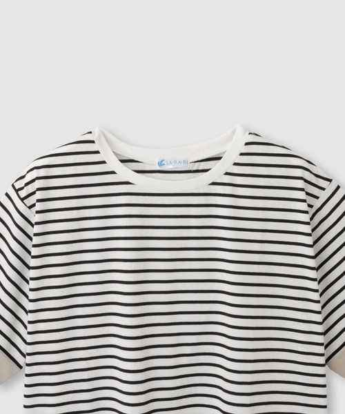 NAVY(ネイビー)の「【SARARI /サラリ】接触冷感 袖配色プレーティング クルーネック DRY UVカットTシャツ(Tシャツ/カットソー・レディース・チャコール/ベージュ/ブラック・M/L)」の5枚目の写真