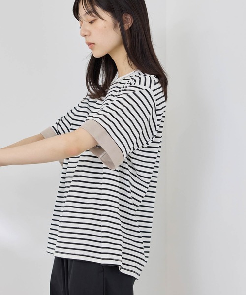 NAVY(ネイビー)の「【SARARI /サラリ】接触冷感 袖配色プレーティング クルーネック DRY UVカットTシャツ(Tシャツ/カットソー・レディース・チャコール/ベージュ/ブラック・M/L)」の10枚目の写真