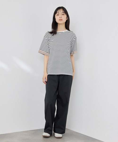 NAVY(ネイビー)の「【SARARI /サラリ】接触冷感 袖配色プレーティング クルーネック DRY UVカットTシャツ(Tシャツ/カットソー・レディース・チャコール/ベージュ/ブラック・M/L)」の13枚目の写真