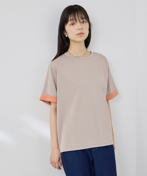 NAVY(ネイビー)の「【SARARI /サラリ】接触冷感 袖配色プレーティング クルーネック DRY UVカットTシャツ(Tシャツ/カットソー・レディース・チャコール/ベージュ/ブラック・M/L)」の14枚目の写真