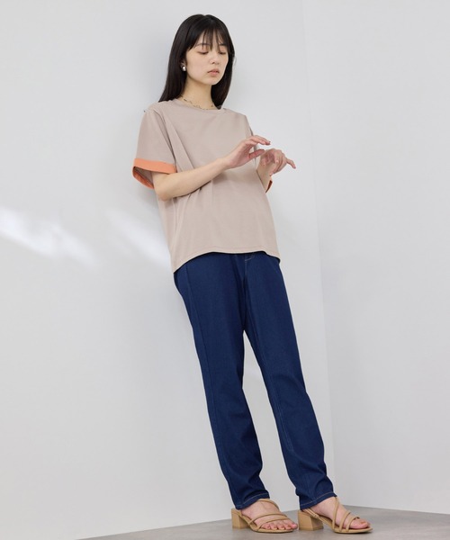 NAVY(ネイビー)の「【SARARI /サラリ】接触冷感 袖配色プレーティング クルーネック DRY UVカットTシャツ(Tシャツ/カットソー・レディース・チャコール/ベージュ/ブラック・M/L)」の15枚目の写真