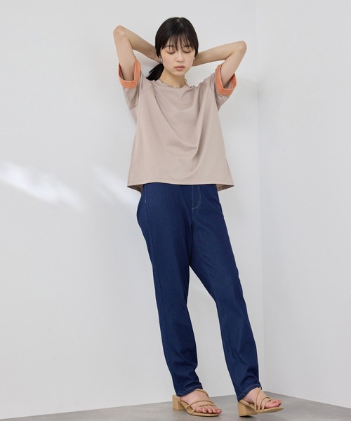NAVY(ネイビー)の「【SARARI /サラリ】接触冷感 袖配色プレーティング クルーネック DRY UVカットTシャツ(Tシャツ/カットソー・レディース・チャコール/ベージュ/ブラック・M/L)」の16枚目の写真