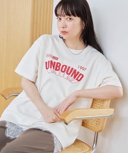 coen(コーエン)の「【汗染み軽減】 立体ロゴ風プリントTシャツ(Tシャツ/カットソー・レディース・ベージュ/オフホワイト/ライトグレー・M/L)」の1枚目の写真