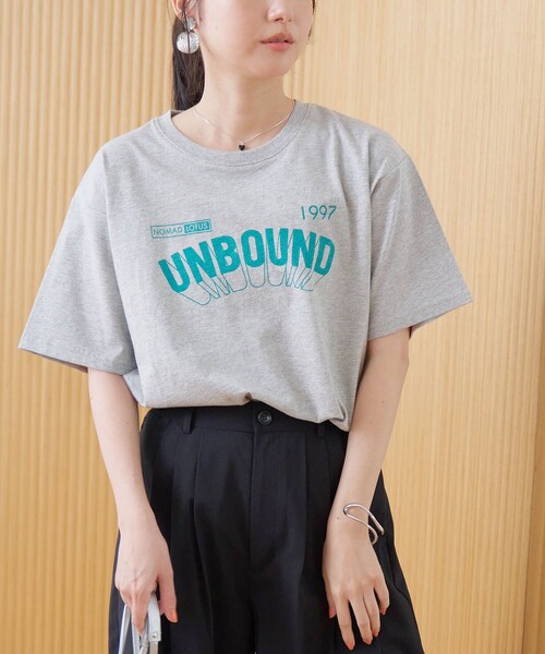 coen(コーエン)の「【汗染み軽減】 立体ロゴ風プリントTシャツ(Tシャツ/カットソー・レディース・ベージュ/オフホワイト/ライトグレー・M/L)」の2枚目の写真
