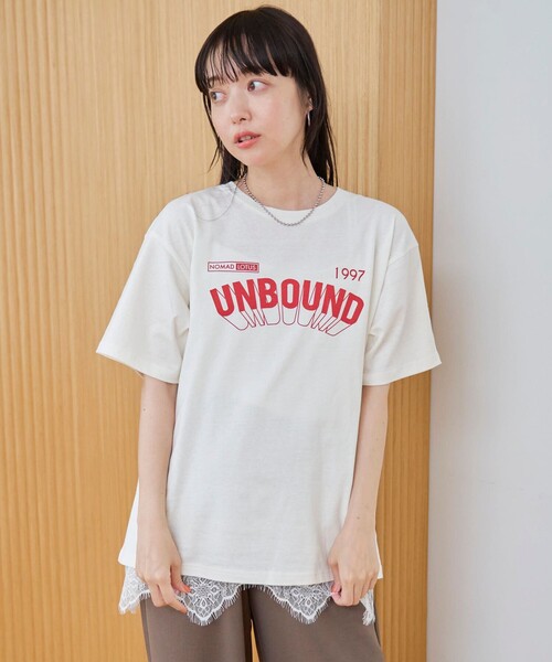 coen(コーエン)の「【汗染み軽減】 立体ロゴ風プリントTシャツ(Tシャツ/カットソー・レディース・ベージュ/オフホワイト/ライトグレー・M/L)」の6枚目の写真