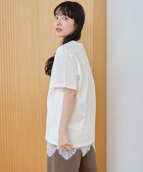 coen(コーエン)の「【汗染み軽減】 立体ロゴ風プリントTシャツ(Tシャツ/カットソー・レディース・ベージュ/オフホワイト/ライトグレー・M/L)」の7枚目の写真